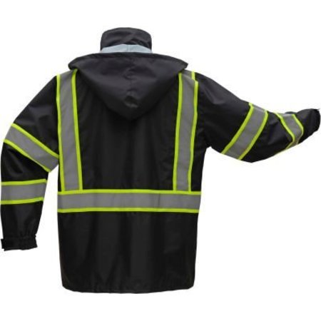 GSS SAFETY GSS Safety Premium Two Tone Hooded Rain Coat-Black-S/M 6007-S/M